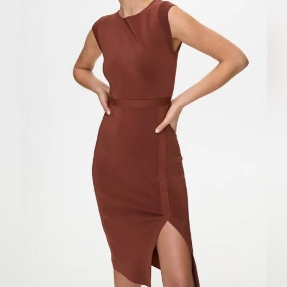 Aritzia Babaton Business Dress In Cider Gold Rust Color Size M Rare Find!